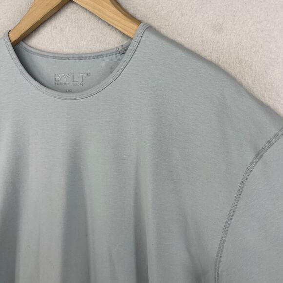 BYLT Shirt Mens XL Drop Cut LUX Premium Basics Athletic Short Sleeve Fog Blue - Picture 2 of 14